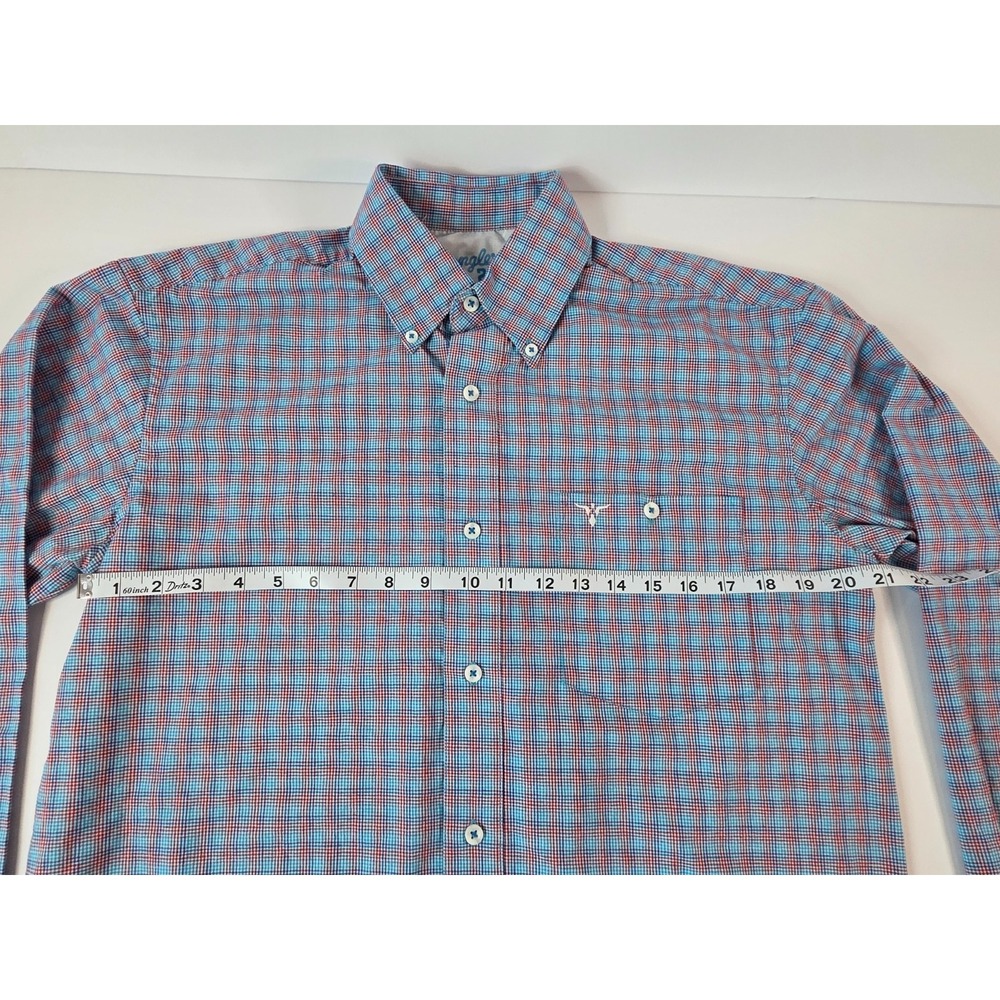 Wrangler 20X Shirt Mens Medium Blue Red Plaid Advanced Comfort Western Cowboy - Picture 7 of 7